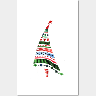 Watercolor decorative christmas tree Posters and Art